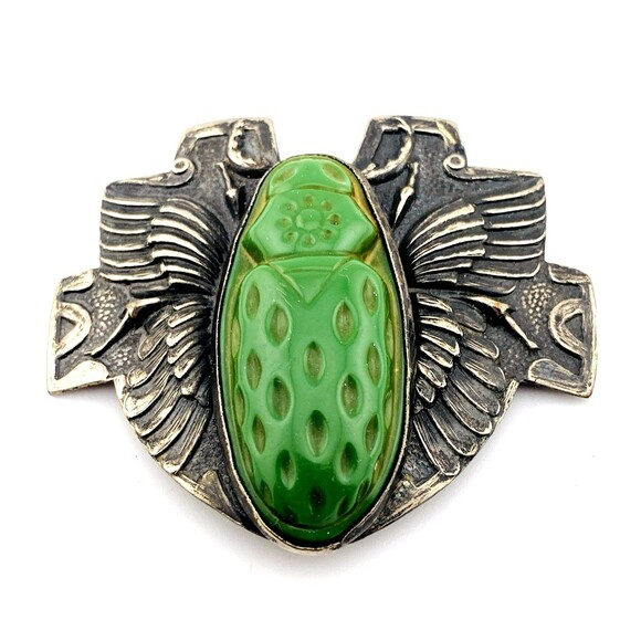 Art Deco Egyptian Revival Belt or Sash Buckle Silver Plate...